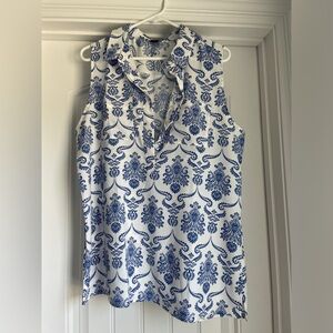 Ann Taylor Collared Tank with blue paisley - L